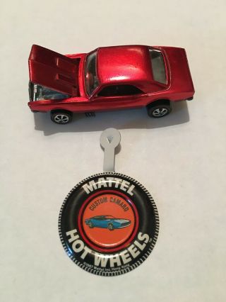 Mattel Hot Wheels Custom Camaro 1968 With Redline Collectors Pin Badge