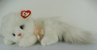 Ty 1995 Classic Fluffy The Long Haired Persian White Cat Blue Eyes 14 "