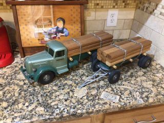 1950s Smith - Miller Toy Lumber Truck & Pup Trailer All