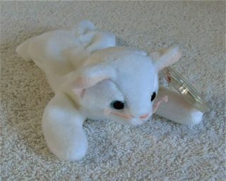 Ty Beanie Babies " Flip " The White Kitten Cat,  Retired 1993