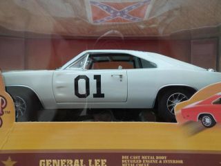 Johnny Lightning Dukes Of Hazzard General Lee 1:18 Dodge Charger White Chase