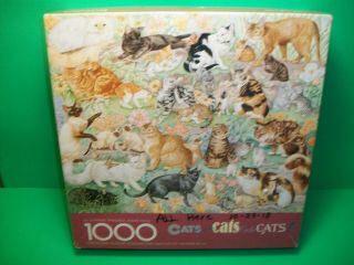 Vintage Springbok 1000 Pc Puzzle Cats Cats Cats Cats Cats 24 " X 30 "