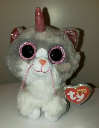 Ty Beanie Boos - Asher The 6 " Unicorn Cat 2020 Mwmt - Stuffed Plush Toy