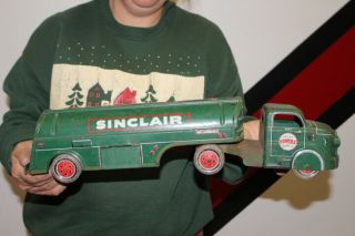 Vintage Marx Sinclair Power X Gasoline Gas Station Delivery Metal Toy Truck Sign
