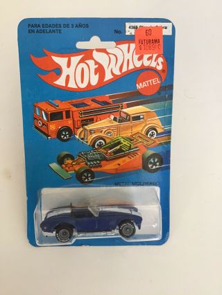 Hot Wheels 1983 Classic Cobra Real Riders,  Mexico Card,  4369,  Blue W/white Strip