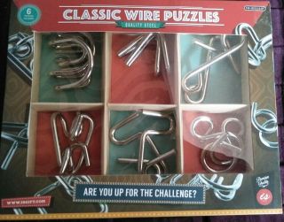 Classic Wire Puzzles Steel Iq Brain Teaser Mind Game Set Of 6 Vgc