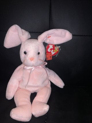 1996 Ty Beanie Baby,  Collectible " Hoppity " Pink Bunny Rabbit