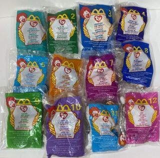 Ty Mcdonalds Happy Meal Teenie Beanie Babies Toys 1999 Complete Set Of 12.  B2