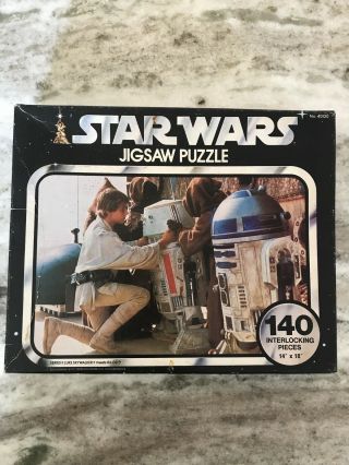 Vintage Star Wars 140 Piece Puzzle 1977 Luke Skywalker R2 - D2 Kenner Complete