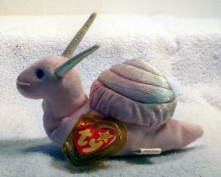 Ty Beanie Baby " Swirly " The Snail Plush Toy Stuffed Animal - Retired