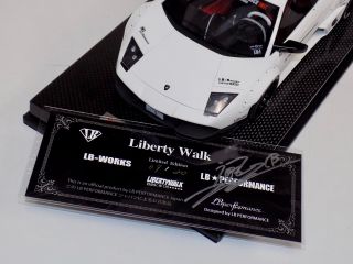 1/18 Lamborghini Murcielago Liberty Walk LB Performance Matt White Carbon Signed 5