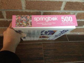 Springbok ' s 500 Piece Jigsaw Puzzle Crazy Quilts.  Pre - Owned Complete 2