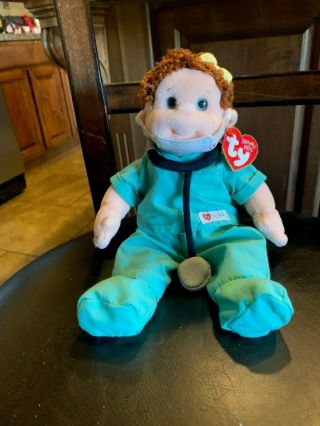 10 1/2 " Ty Beanie Kids Curly W/doctor Outfit & Accessories - Nwt