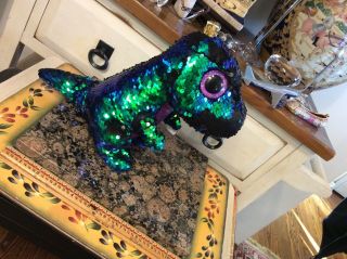 Ty Beanie Boos Flippables 9 " Medium Crunch Color Changing Sequins Dinosaur