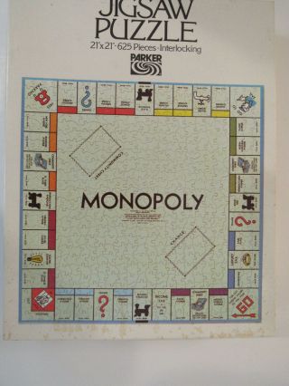 " Monopoly " A 625 Piece Parker Bros.  Jigsaw Puzzle 21 " X21 "