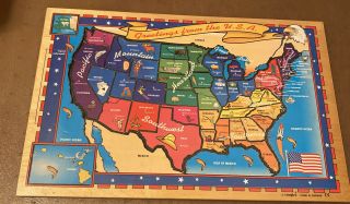 Greeting From Usa Wooden Educational Toy Puzzle States Capitals Holland Simplex