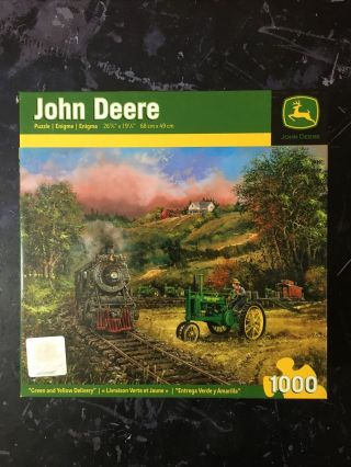John Deere Green & Yellow Delivery Puzzle,  Tractor,  Train,  1000 Pc.  Co
