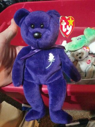 1st Edition Ty Beanie Baby Princess Diana 1997 Purple Bear