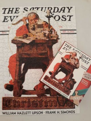 Vtg Norman Rockwell Saturday Evening Post 500 Puzzle Santa At His Desk Complete