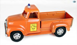Awesome 1950s Restored Vintage Tonka ‘state Hi - Way Dept 975’ Orange Truck