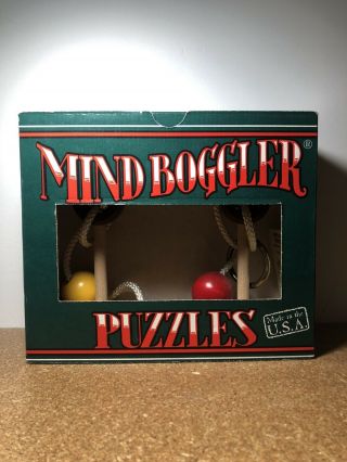 Vintage Mind Boggler Puzzles - Impossible Wood Triple Trouble Puzzle Made In Usa