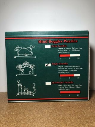 Vintage Mind Boggler Puzzles - Impossible Wood Triple Trouble Puzzle Made In USA 2