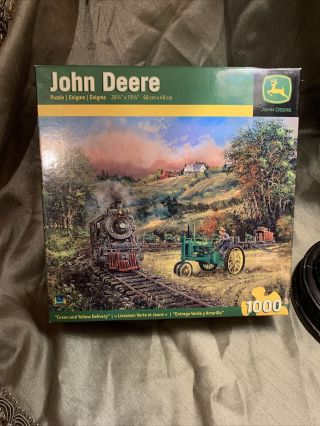 John Deere Green & Yellow Delivery Puzzle,  Tractor,  Train,  1000 Pc.  Co