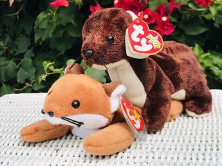 Ty Beanie Babies Rare Retired Runner & Sly W/tag Errors