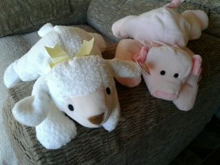 Ty Beanie Pillow Pal Baba The Lamb & Oink The Pig