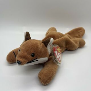 Ty 1996 Sly The Fox Beanie Baby With Brown Belly - Rare