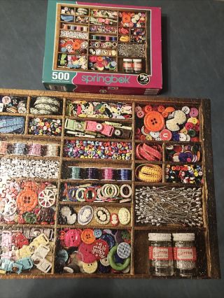 Springbok 500 Piece Puzzle - The Sewing Box - Complete