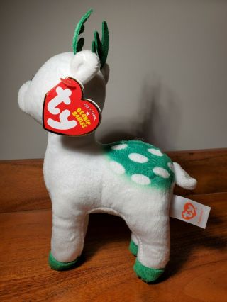 Ty Beanie Baby - PEPPERMINT the Green & White Reindeer (6 Inch) MWMT 3