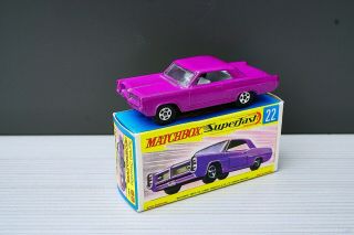 Matchbox Lesney No 22 Pontiac Gp Coupe Light Purple Nm Plus Box