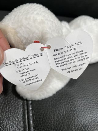FLEECE the Lamb - Ty Beanie Baby - with TAGS 3