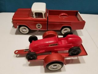 Vintage Ny - Lint,  Nylint Speedway Special Ford Pickup With Trailer And Race Car