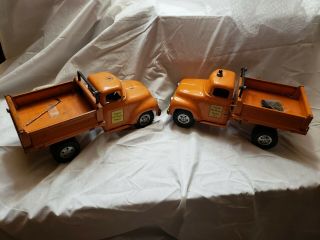 1956 And 1957 Tonka Toys State Hi - Way Dept.  Hydraulic Dump Toy Truckslot Of (2)