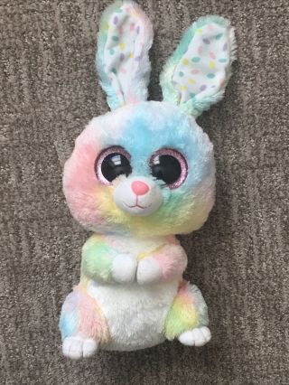 Ty Beanie Boo Boos Bubby Easter Rabbit Bunny Medium 12” Plush Pastel Tye - Dye