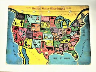 Vintage Built Rite U.  S.  Map Puzzle Stay 
