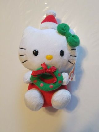 Ty Hello Kitty Beanie Baby Plush Nwt,  Christmas Wreath,  Sanrio 2011 W/tag