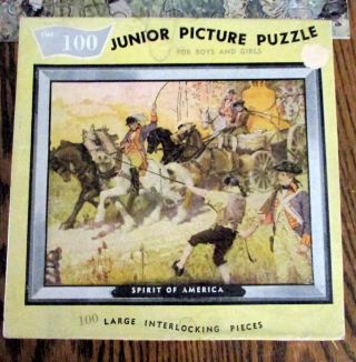 Vintage Built - Rite Junior Picture Puzzle 100 Pc 1955 Complete Spirit Of America