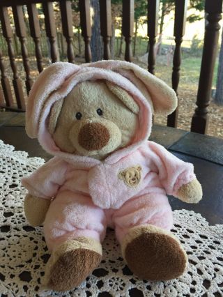 Ty Pluffies 12 " Pj Bear In Pink Bunny Pajamas Removable Love To Baby Plush 2005