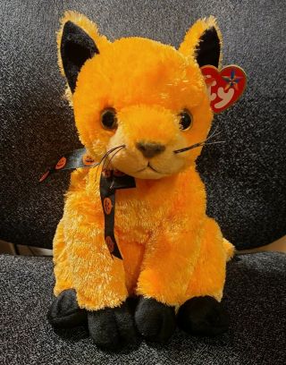 Ty Beanie Babies Plush Scared - E Cat Orange 11 " Kitty Halloween 2003 Stuffed Toy