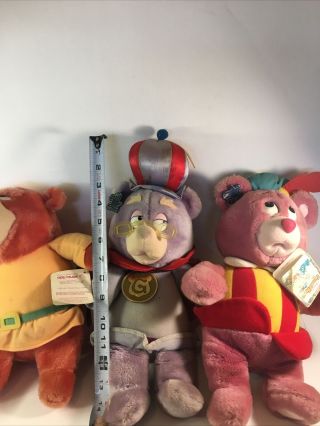 3 Vintage Disney 1985 Applause Gummi Bears Plush Stuffed Toy 2 W/ Disney Tags