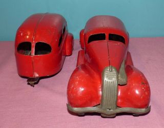 1930 ' s Wyandotte Pressed Steel Toy Lasalle Sedan Car & Air Stream Camper Trailer 5