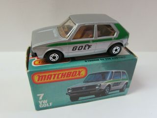 Matchbox Superfast 7c Vw Golf - Silver,  Brown Seats - L Box - Mint/boxed