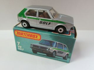Matchbox Superfast 7c VW Golf - SILVER,  BROWN SEATS - L Box - Mint/Boxed 2