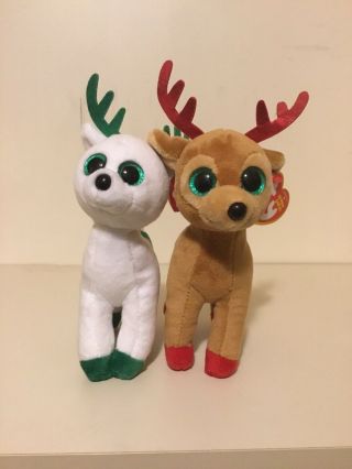 Peppermint And Tinsel Beanie Babies With Tags