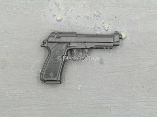 1/6 Scale Toy Pistol - Black Spring Loaded M9 Beretta W/rail