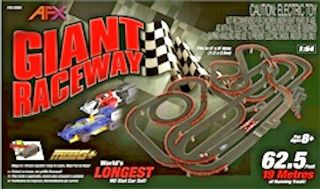 Afx Giant Raceway Electric Racing Slot Car Set 22020 Ho Scale (62.  5 Feet)