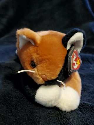 " Chip " Calico Kitty Cat 1998 Ty Beanie Buddies Plush Stuffed Collectible Toy